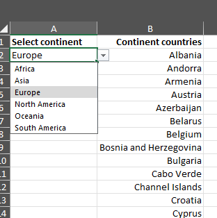 Excel data validation